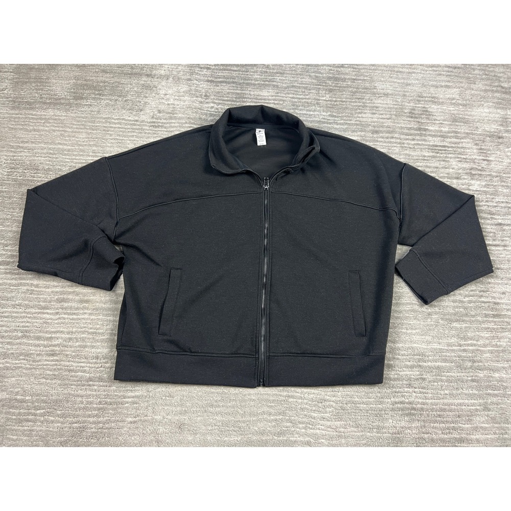Yogalicious Scuba Elite Jacket Womens Large Black Full Zip Mock Neck Relaxed Fit